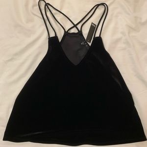 Suede black spaghetti strap tank
